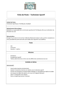 Recherche Technicien Sportif pour l’US Meyzieu Handball