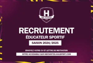 RECRUTEMENT – Educateur sportif – SAISON 2024/2025