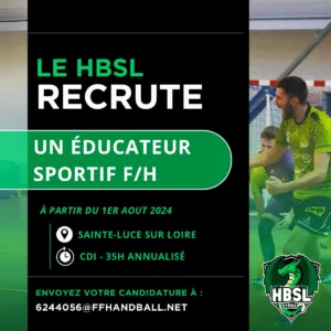 Le HBSL recrute un éducateur sportif F/H en CDI (35h)